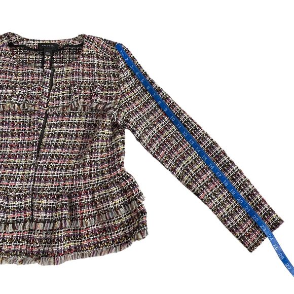 Halogen Blazer Womens Size 8 Zip Jacket Office Casual Old Money Tweed Ruffle - Picture 11 of 16